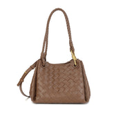 Woven Leather Shoulder Bag with Braided Strap